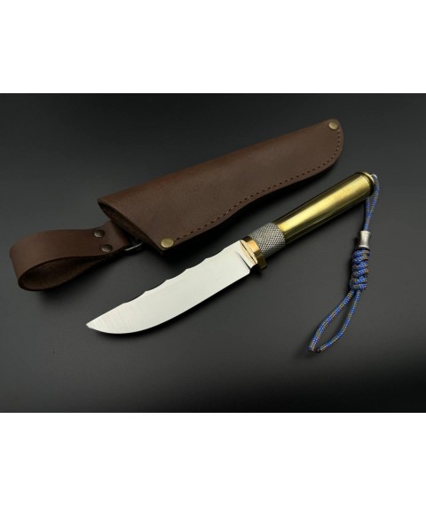 Нож ручной работы «Гильза #4» с кожаными ножнами Chromalit 40/60 HRC.