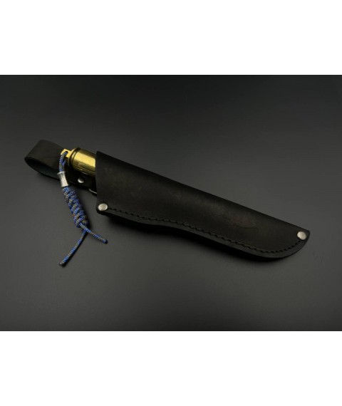 Нож ручной работы «Гильза #3» с кожаными ножнами Chromalit 40/60 HRC.