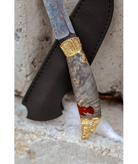 Эксклюзивный нож ручной работы из мозаичного дамаска «Дракон #7» 60 HRC.