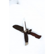 Handmade combat knife “Finca #15” with leather sheath, awkward N690/60-61 HRC.
