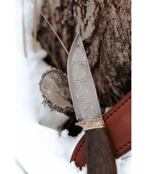 Exclusive handmade mosaic damascus knife “Celtic Bear #7”, 60 HRC.