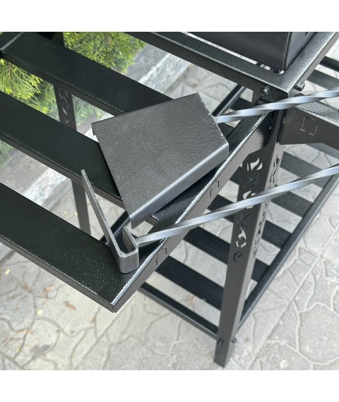 Боковая Полка-стол для мангалов с разборной дровницей на 9-12 шампуров