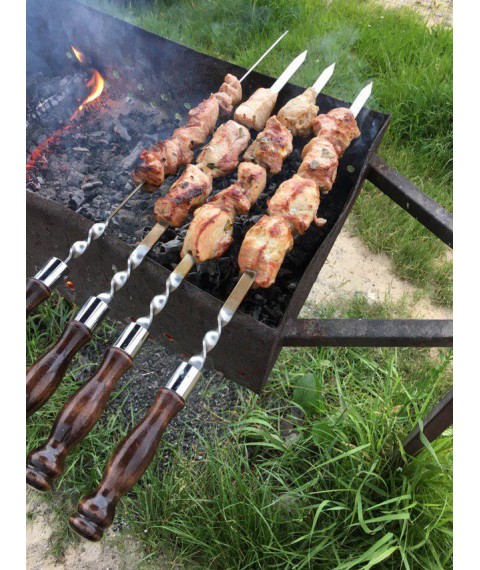Шампура с деревянной ручкой для шашлыка Кольцо 40 см 4 шт Gorillas BBQ SKK72