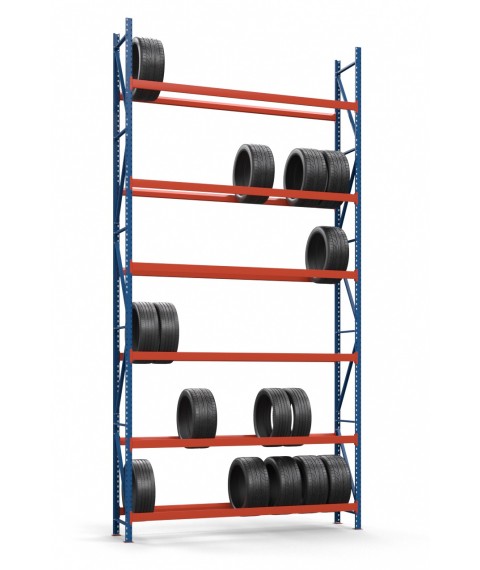 Colored rack for tires SN-Sh_1 5000х1840х500 (6th tier)