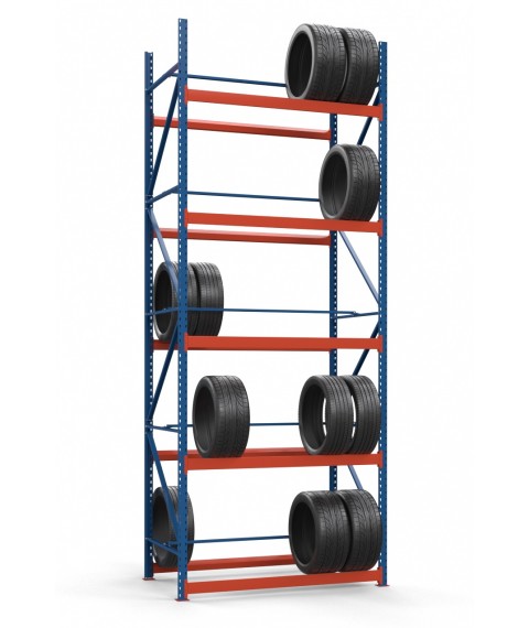 Colored rack for tires SN-Sh_2 4000х2450х900 (5th tier)