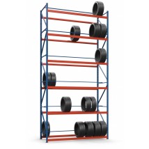 Colored rack for tires SN-Sh_2 5000х1230х900 (6th tier)