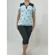 Домашній жіночий комплект Viktoriya (бриджи + футболка) 58-60 Бірюзовий 71444545-3