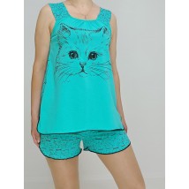 Women's knitted pajamas Cats (T-shirt + shorts) 56-58 Turquoise (52049174-4)
