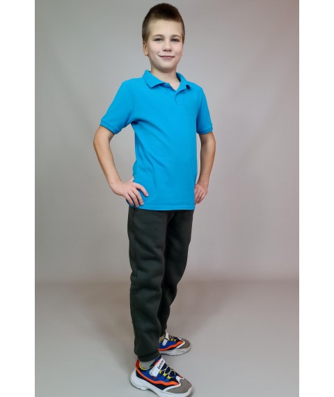 Warm sweatpants for a boy 128cm Black Triko (41816824-1)