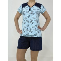 Домашний женский комплект Татьяна (футболка + шорты) 50-52 Голубой-синий 90575952-1