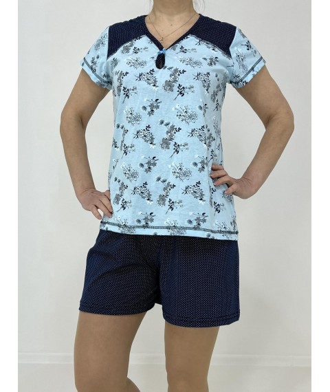 Домашній жіночий комплект Татьяна (футболка + шорти) 58-60 Блакитний-синій 90575952-3