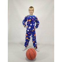 Пижама на мальчика махровая 140 Синяя (39660776-2)