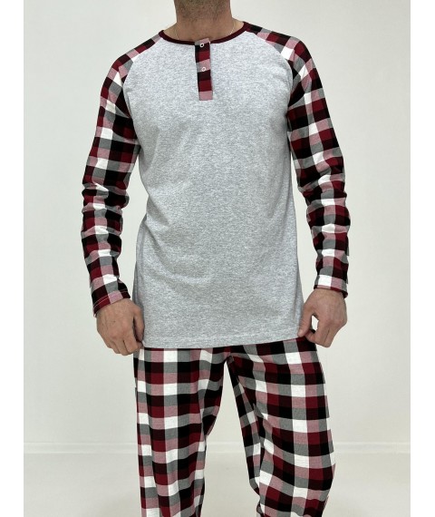 Men's pajamas Nico jacket + checkered pants 58-60 Gray 51186698-3