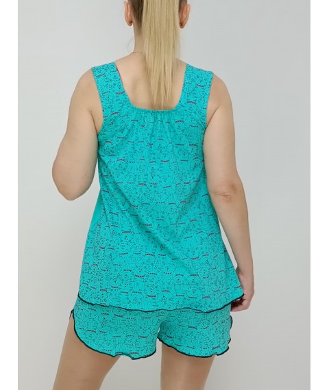 Women's knitted pajamas Cats (T-shirt + shorts) 44-46 Turquoise (52049174-1)