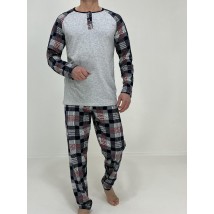 Пижама мужская Mark кофта + штаны в клетку 58-60 Серая 29474796-3