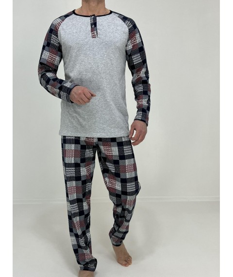 Пижама мужская Mark кофта + штаны в клетку 54-56 Серая 29474796-2
