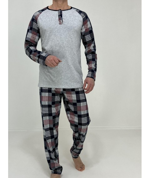 Men's pajamas Mark jacket + checkered pants 50-52 Gray 29474796-1