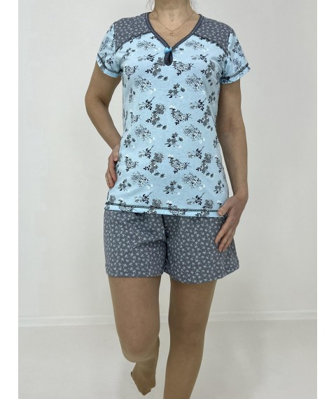 Жіночий домашній комплект Юлія (футболка + шорти) 50-52 Блакитний 58303006-1