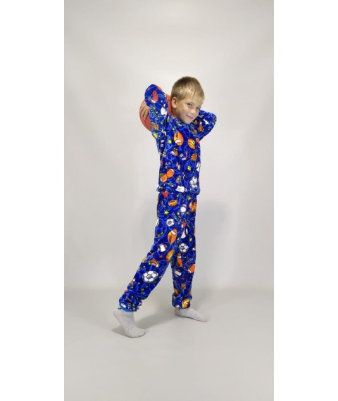 Пижама на мальчика махровая 140 Синяя (39660776-2)