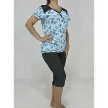 Жіночий домашній костюм Гілочки (футболка + бриджі) 50-52 Блакитний 63824556-1