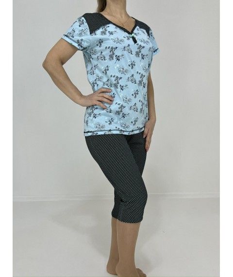 Жіночий домашній костюм Гілочки (футболка + бриджі) 58-60 Блакитний 63824556-3
