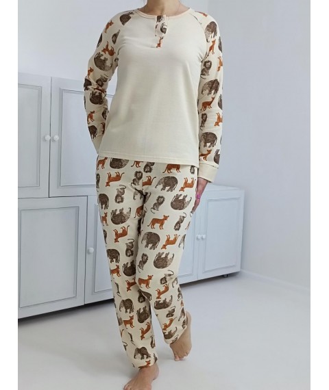 Women's pajamas Print - animals (fleece with fleece) 52-54 Milk (95244383-3)
