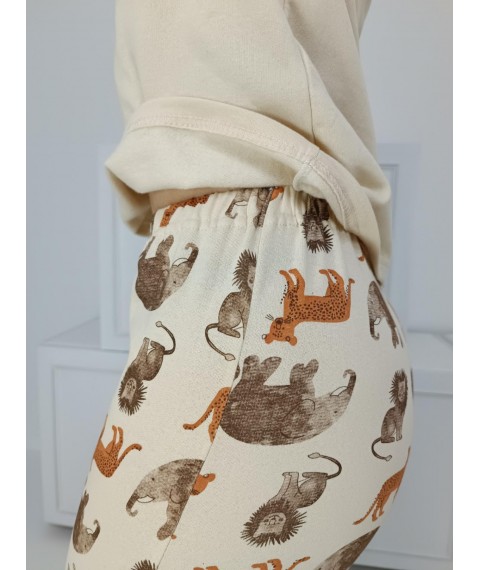 Пижама женская Принт - animals (флис с начесом) 60 Молочная (95244383-5)