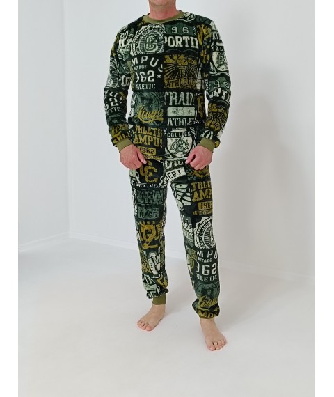 Men's terry pajamas with inscriptions 48-50 Green (20791175-1)