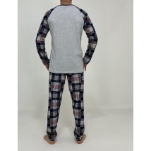 Пижама мужская Mark кофта + штаны в клетку 50-52 Серая 29474796-1