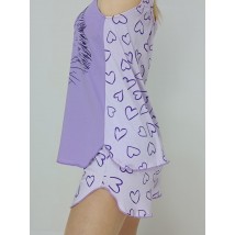 Пижама женская трикотажная Котик с сердечками  (майка + шорты) 44-46 Сиреневая (91357472-1)