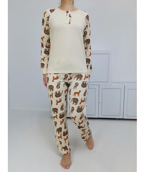 Women's pajamas Print - animals (fleece with fleece) 60 Milk (95244383-5)