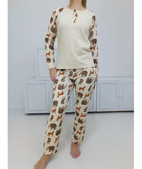 Women's pajamas Print - animals (fleece with fleece) 48-50 Milk (95244383-2)