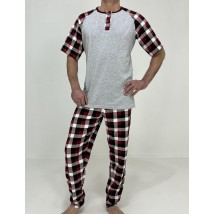 Пижама мужская Nico футболка + штаны в клетку 50-52 Серая 83676857-1