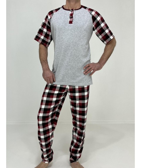 Men's pajamas Nico T-shirt + checkered pants 50-52 Gray 83676857-1