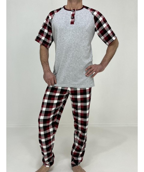 Men's pajamas Nico T-shirt + checkered pants 54-56 Gray 83676857-2