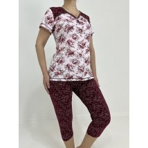 Домашній жіночий комплект Julia (футболка + бриджі) 54-56 Бордово-рожевий 96031779-3
