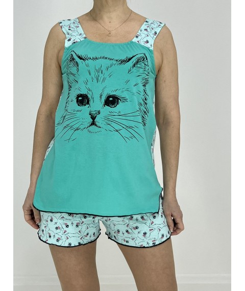Women's Kitty Cat (T-shirt + shorts) 48-50 Turquoise 25489333-2