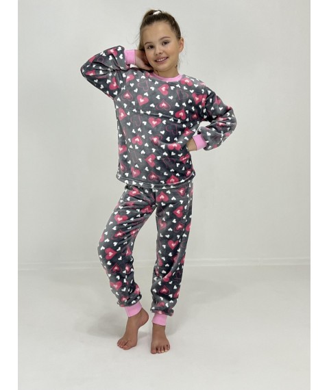 Children's winter pajamas Pink heart 134 Gray 74542012-1
