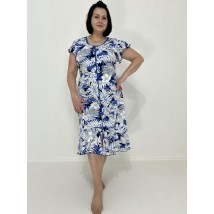 Women's dressing gown with flannel Lily 56-58 Blue-white 52911085-2