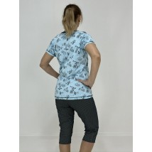 Жіночий домашній костюм Гілочки (футболка + бриджі) 50-52 Блакитний 63824556-1