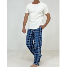 Штаны мужские утепленные клетка Triko 58-60 Голубые (86095442-3)