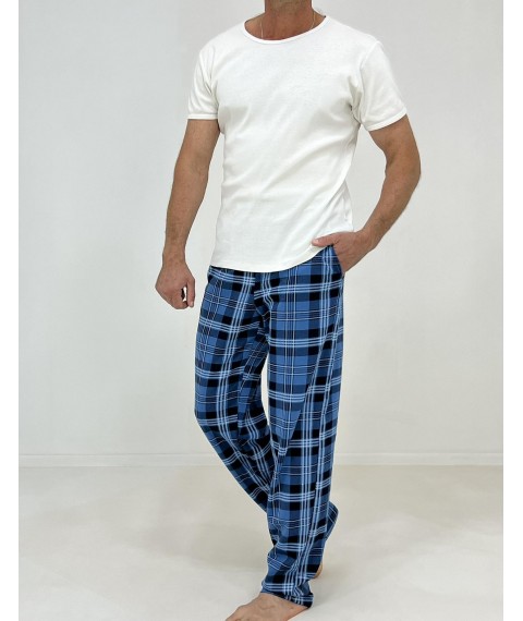 Штани чоловічі утеплені клітинка Triko 58-60 Блакитні (86095442-3)