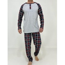 Пижама мужская Denis кофта + штаны в клетку 58-60 Серая 31711113-3