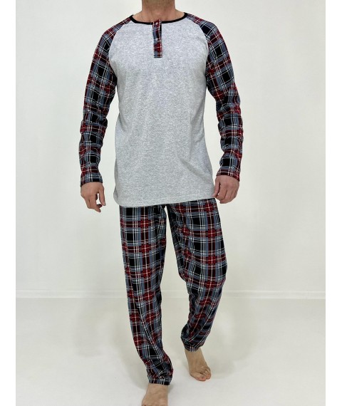 Men's pajamas Denis jacket + checkered pants 58-60 Gray 31711113-3