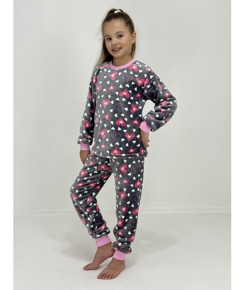 Children's winter pajamas Pink heart 152 Gray 74542012-4