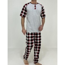 Піжама чоловіча Nico футболка + штани в клітинку 50-52 Сіра 83676857-1