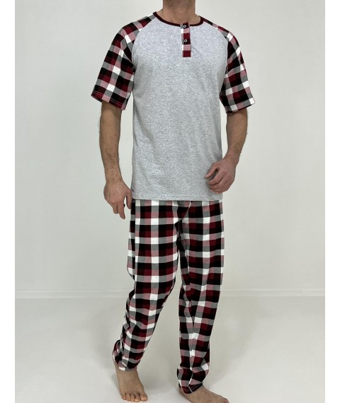 Men's pajamas Nico T-shirt + checkered pants 58-60 Gray 83676857-3