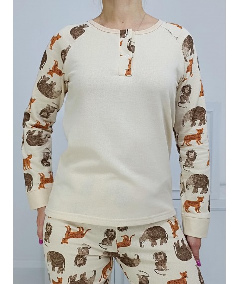 Пижама женская Принт - animals (флис с начесом) 52-54 Молочная (95244383-3)