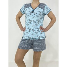 Жіночий домашній комплект Юлія (футболка + шорти) 58-60 Блакитний 58303006-3