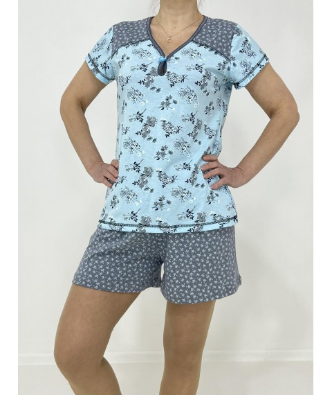 Жіночий домашній комплект Юлія (футболка + шорти) 54-56 Блакитний 58303006-2